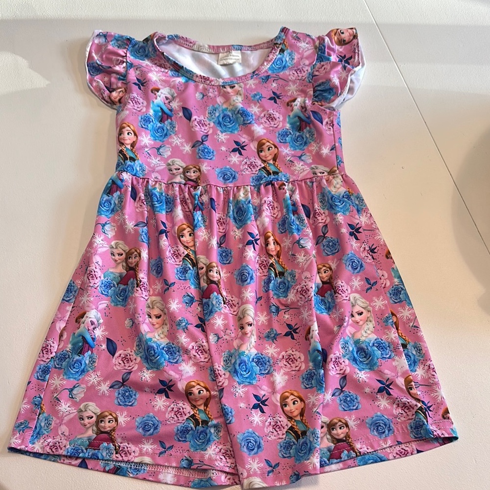 Frozen Themed Pink Kids Dress - 4T